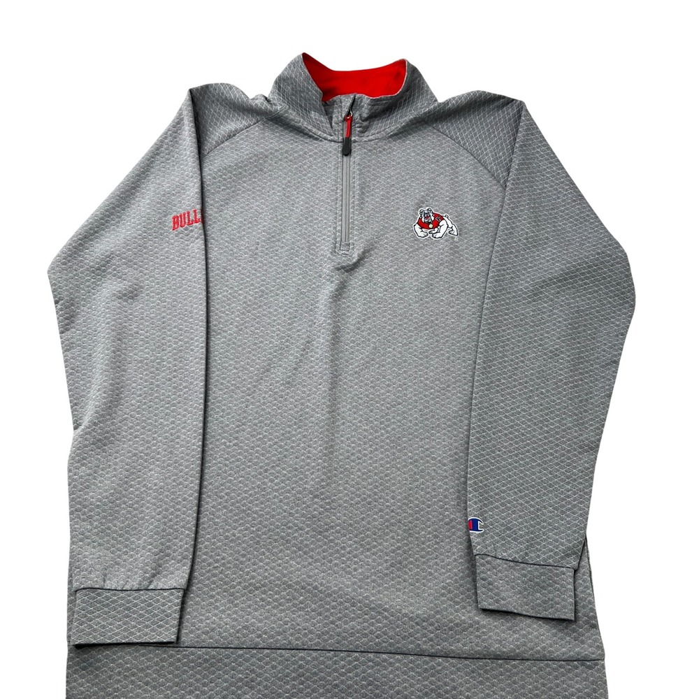 Champion Fresno State Bulldogs Quarter Zip Pullover L Gray Men NCAA Athletic